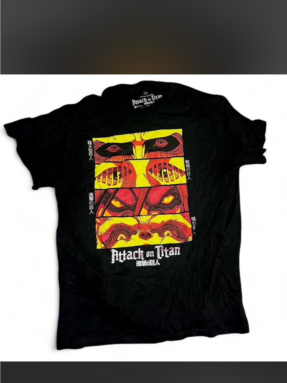 Attack on Titan Eren Eager Eye Graphic Tee Black Anime Streetwear Large